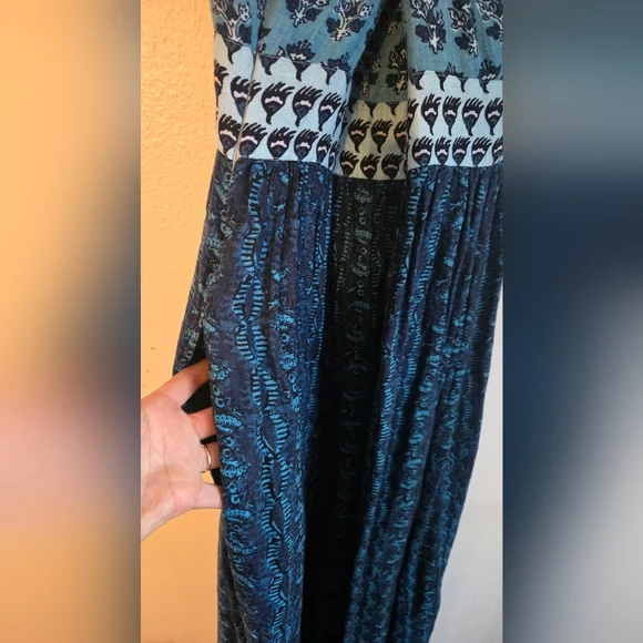 Faherty Gracie Maxi Blue Bali Bloom Linen Maxi Dress Size Small - Picture 5 of 11